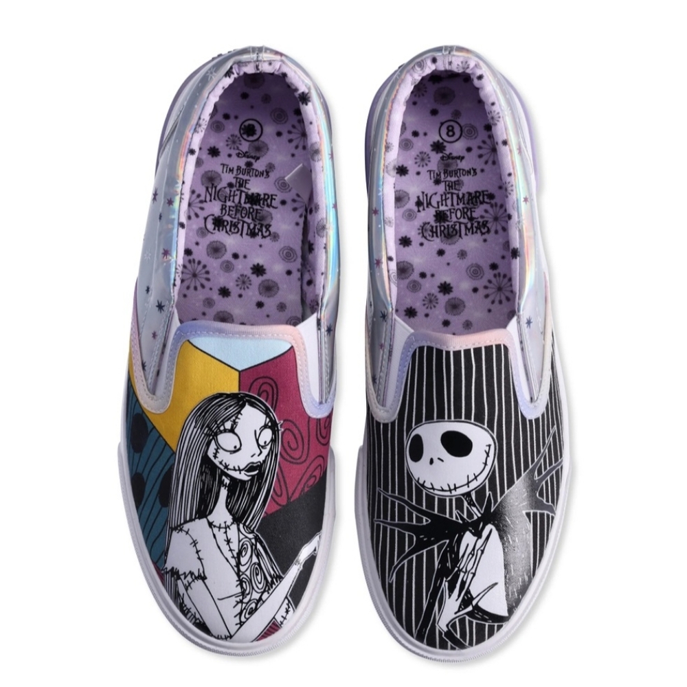 Disney Nightmare Before Christmas Womens Low Top Slip-On Sneakers